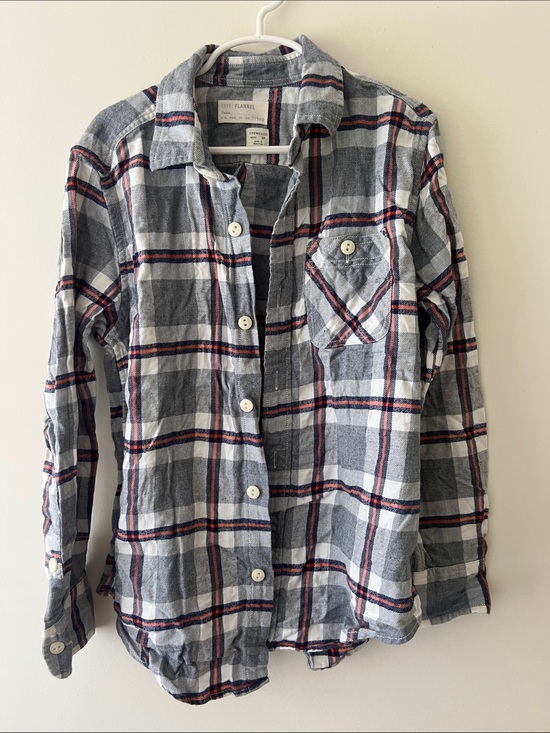 Crewcuts Other - Crewcuts Blue Gray Plaid Button-Down Shirt with Red Accents